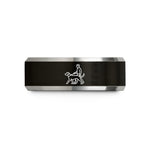 engraved ring sets couple – black & gray tungsten handler dog silhouette wedding band