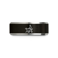 engraved ring sets couple – black & gray tungsten handler dog silhouette wedding band