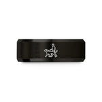 wedding bands for couples – black tungsten handler dog silhouette wedding band