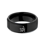 matching tungsten ring pairs – black tungsten handler dog silhouette wedding band