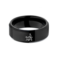 matching tungsten ring pairs – black tungsten handler dog silhouette wedding band