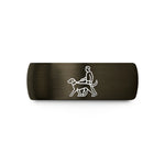 matching tungsten ring pairs – gunmetal & black tungsten handler dog silhouette wedding band