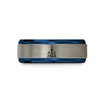 couples matching ring sets – blue & gray tungsten toronto wedding band