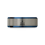 couples matching ring sets – blue & silver tungsten toronto wedding band