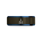 engraved rings for couples – gunmetal & blue tungsten toronto wedding band