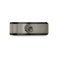 rings for men and women – black & silver tungsten feather paw infinity wedding band
