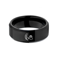 matching bands for couples – black tungsten feather paw infinity wedding band
