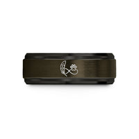 matching bands for couples – gunmetal & black tungsten feather paw infinity wedding band
