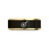 matching wedding rings set – black & gold tungsten frying pan egg wedding band