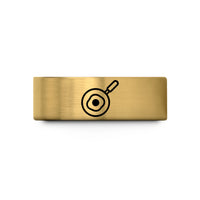 custom couples rings online – gold tungsten frying pan egg wedding band