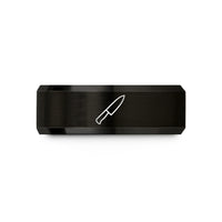 engraved wedding bands men – black & gold tungsten chef knife wedding band
