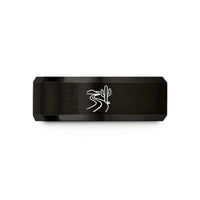 unisex tungsten wedding bands – black tungsten desert road cactus wedding band