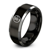 engraved rings for couples – black & silver tungsten portable cd player ring