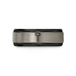engraved rings for couples – black & gray tungsten rubber mallet wedding band