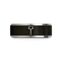 matching rings for couples – black & grey tungsten rubber mallet wedding band