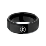 tungsten wedding bands unisex – black tungsten arrow circle wedding band