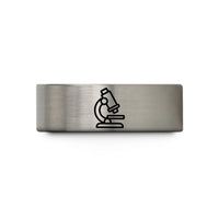 comfort fit ring women – blue & grey tungsten compound microscope wedding band