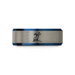 tungsten wedding bands set – blue & silver tungsten elk bugling wedding band