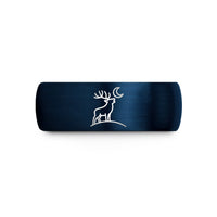 engraved wedding bands men – blue tungsten elk bugling wedding band