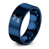 Elk Bugling – Tungsten Wedding Band, 8 mm, Blue Comfort-Fit Unisex