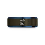 engraved wedding bands men – gunmetal & blue tungsten elk bugling wedding band