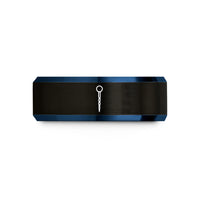 matching couple ring set – black & blue tungsten swizzle stick wedding band