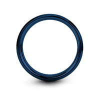 unisex engagement ring set – swizzle stick engraving on black & blue tungsten wedding band