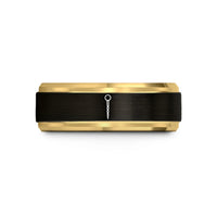 matching couple ring set – black & gold tungsten swizzle stick wedding band