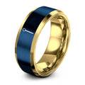 Swizzle Stick – Tungsten Wedding Band, 8 mm, Gold, Blue Comfort-Fit Unisex