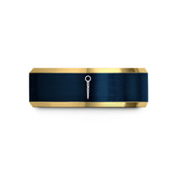 tungsten wedding band set – gold & blue tungsten swizzle stick wedding band