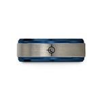 men women tungsten bands – blue & silver tungsten transistor symbol wedding band