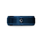 engraved tungsten couple rings – blue tungsten transistor symbol wedding band
