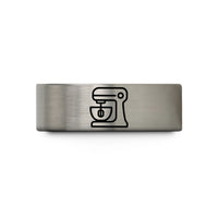 matching wedding band rings – silver tungsten stand mixer wedding band