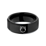 wedding rings for couples – black tungsten cat ears circle wedding band