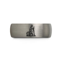 unisex tungsten bands – black & blue & grey tungsten elliptical trainer wedding band