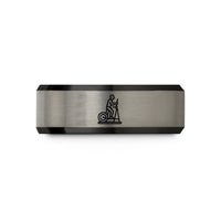 unisex tungsten bands – black & blue & gray tungsten elliptical trainer wedding band