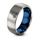His And Hers Tungsten Rings – blue & grey tungsten elliptical trainer ring