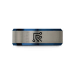 wedding bands for couples – blue & silver tungsten pcb trace corner wedding band