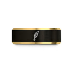 matching tungsten bands set – black & gold tungsten quill pen wedding band