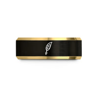 matching tungsten bands set – black & gold tungsten quill pen wedding band