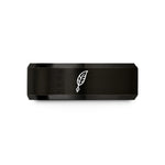 unisex tungsten wedding rings – black tungsten quill pen wedding band