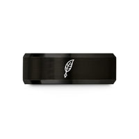 unisex tungsten wedding rings – black tungsten quill pen wedding band