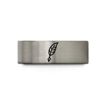 engraved tungsten couple rings – gold & gray tungsten quill pen wedding band