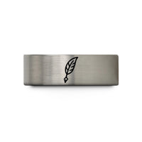 engraved tungsten couple rings – gold & gray tungsten quill pen wedding band