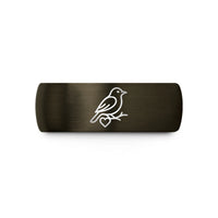 couples tungsten wedding bands – gunmetal & black tungsten songbird heart wedding band