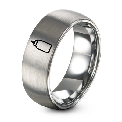 Squeeze Bottle – Tungsten Wedding Band, 8 mm, Gray Comfort-Fit Unisex
