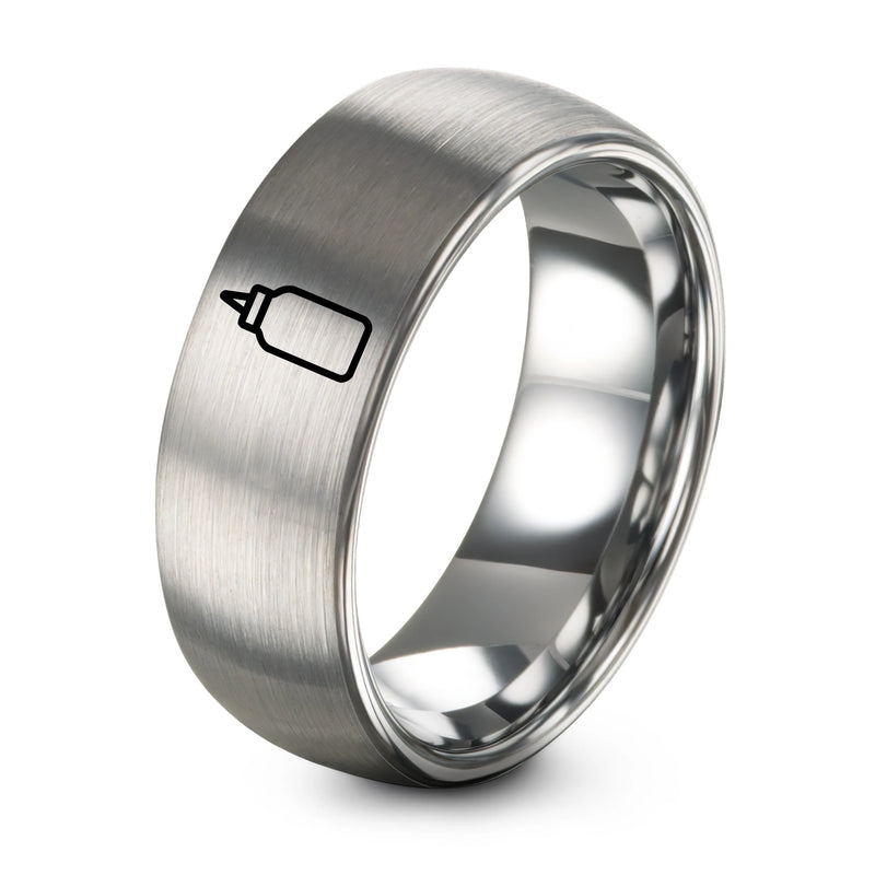 Squeeze Bottle – Tungsten Wedding Band, 8 mm, Gray Comfort-Fit Unisex