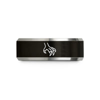 tungsten rings for couples – black & grey tungsten talon print wedding band