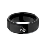 engraved tungsten couple rings – black tungsten talon print wedding band