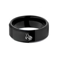 engraved tungsten couple rings – black tungsten talon print wedding band